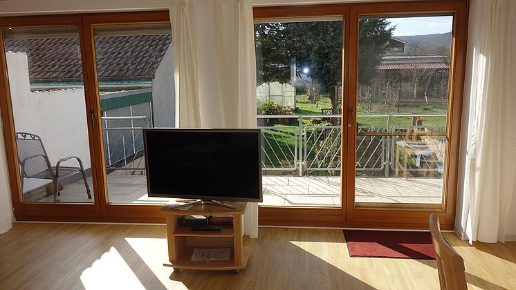 Fernseher mit Blick zur Terrasse