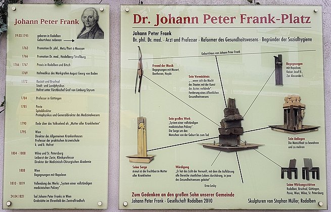 Schild mit Erläuterungen zum Dr.Johann-Peter-Frank